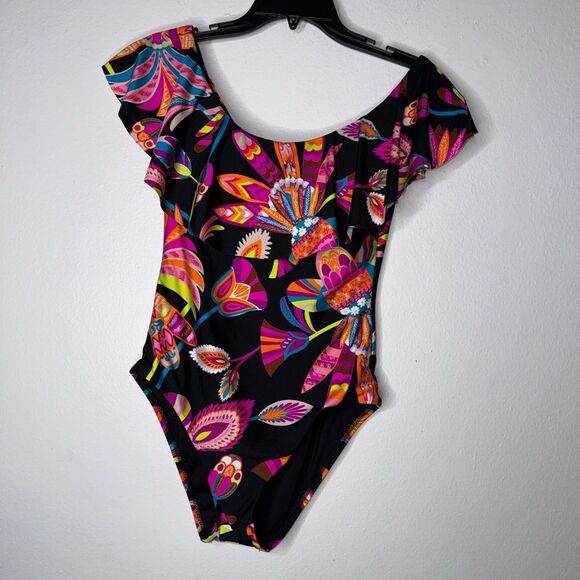 TRINA TURK Off The Shoulder Ruffle One Piece Swimsuit Size Small - Picture 5 of 9